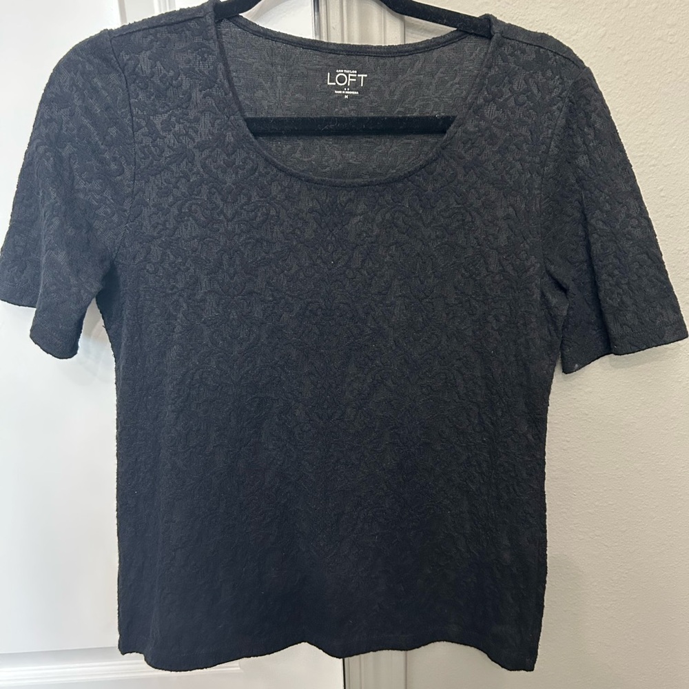 LOFT black jacquard texture shirt